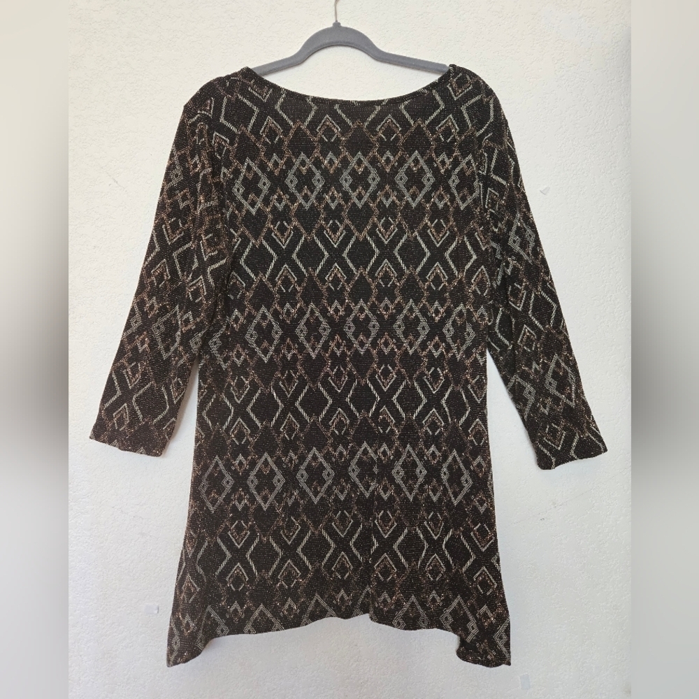 JM Collection,Elegant Black Patterned Women's Top. Size L - Picture 6 of 7